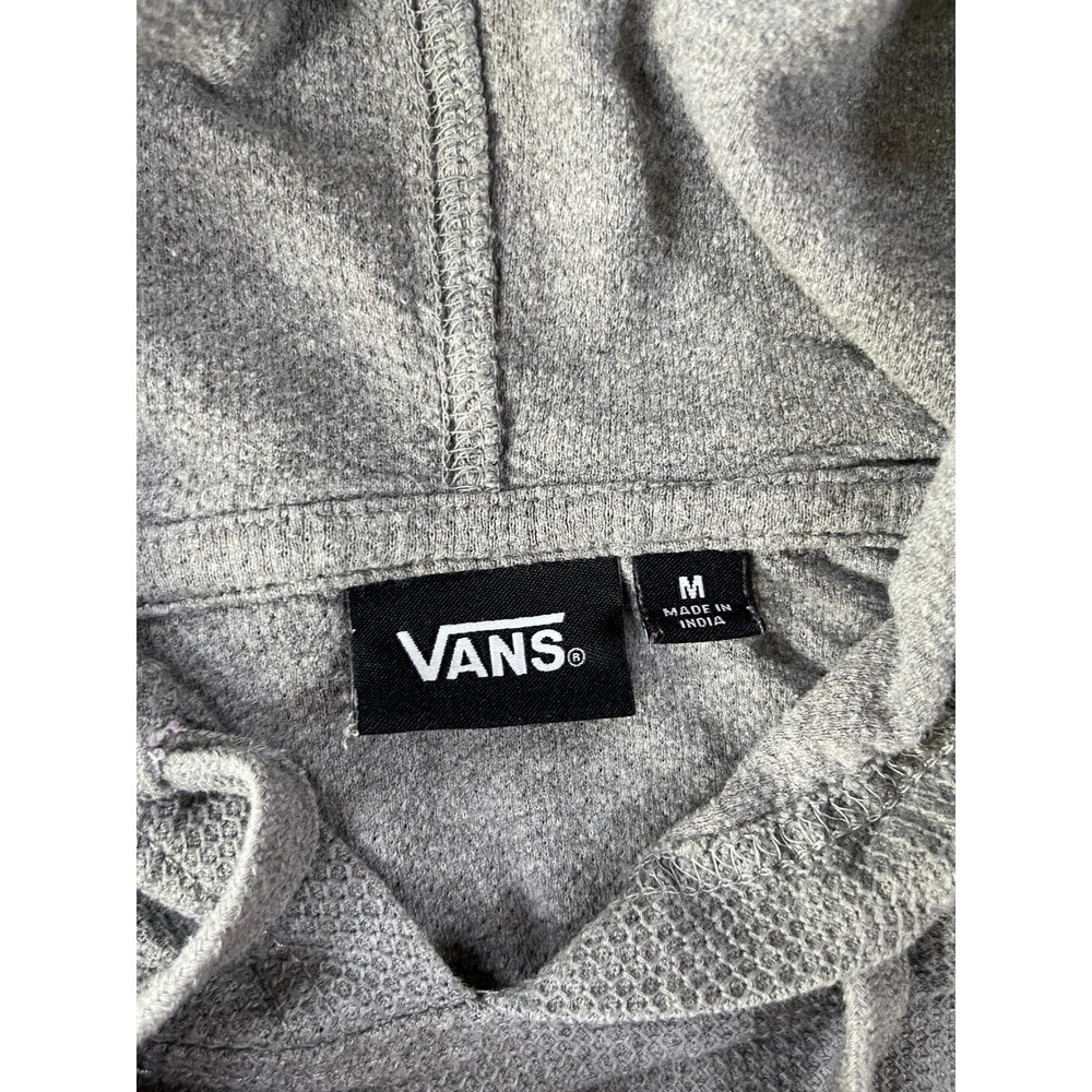 Vans Mens Gray Textured Waffle Knit Raglan Long Sleeve Hoodie Shirt Size M - Picture 4 of 8